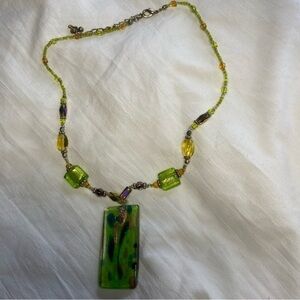 Women’s Green Glass Beaded Pendant Necklace